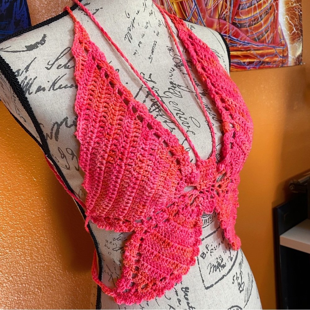 Handmade crochet butterfly top